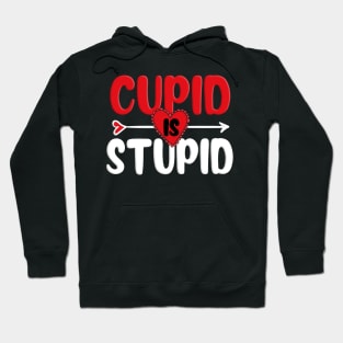 Funny Cupid Is Stupid Vintage Anti Valentine Day Single Gift Hoodie